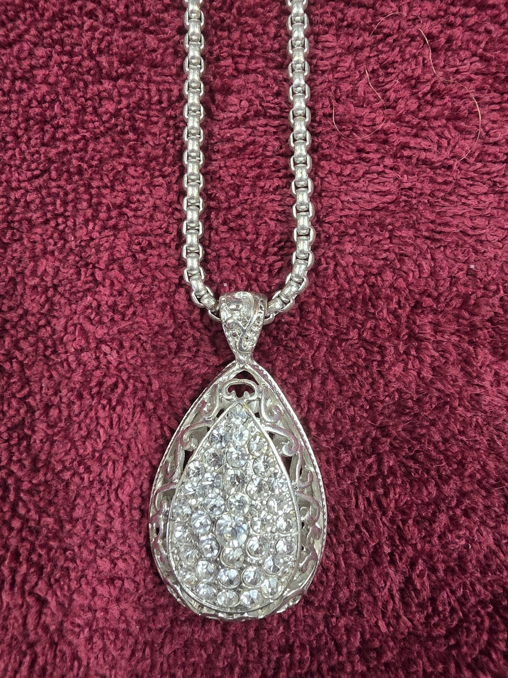 Erica Lyons Silver Teardrop Crystal Pendant Necklace